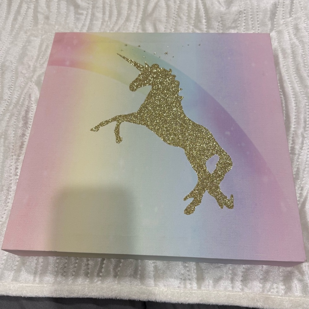 Gold Glitter Unicorn Canvas Art